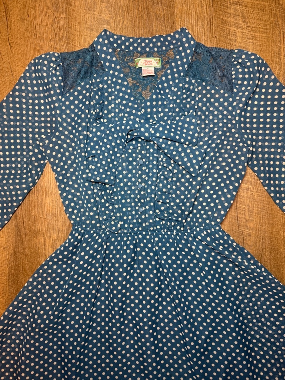 Flying Tomato Women’s Blue Polka Dot Dress Size Small - Picture 2 of 14